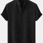 Stand Collar Shirt Whit Pocket