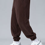 Quarter Zip Ethnic Geometric Patchwork Teddy Sweatshirt & Corduroy Jogger Set