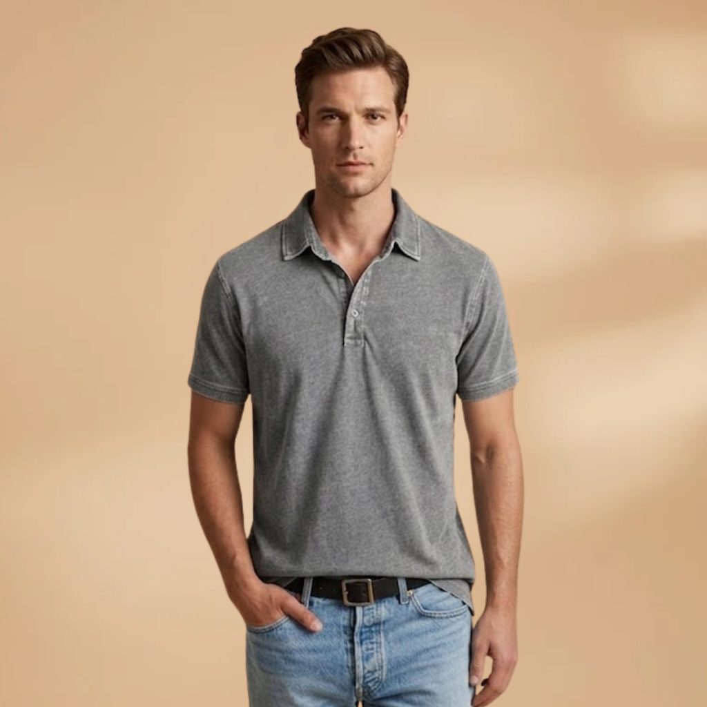 Men's Polo Shirt with Classic Collar and Relaxed Fit