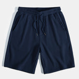 Waffle Johnny Collar Polo with Pocket & Drawstring Knitted Waffle Shorts Set