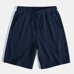 Contrast Knit Waffle Johnny Collar Polo & Drawstring Knitted Waffle Shorts Set