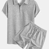 Geometric Diamond Jacquard Polo & Shorts Set