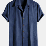 Textured Cotton Revere Shirt & 5" Shorts Set