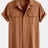 Linen Cuban Shirt with Pockets & Slim Fit Tapered Trousers Set