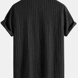 Texture Jacquard Cuban Shirt & Straight Leg Linen Pants Set