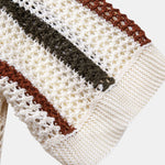 Striped Crochet V Neck Polo & Crinkle Textured Drawstring 5" Shorts Set