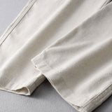 Stripe Waffle Johnny Collar Polo & Straight Leg Linen Pants Set