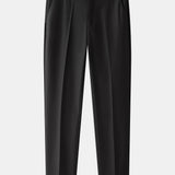 Contrast Waffle Zipper Knit Polo & Slim Fit Tapered Trousers Set