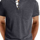COTTON BLEND HENLEY TOP FOR MEN