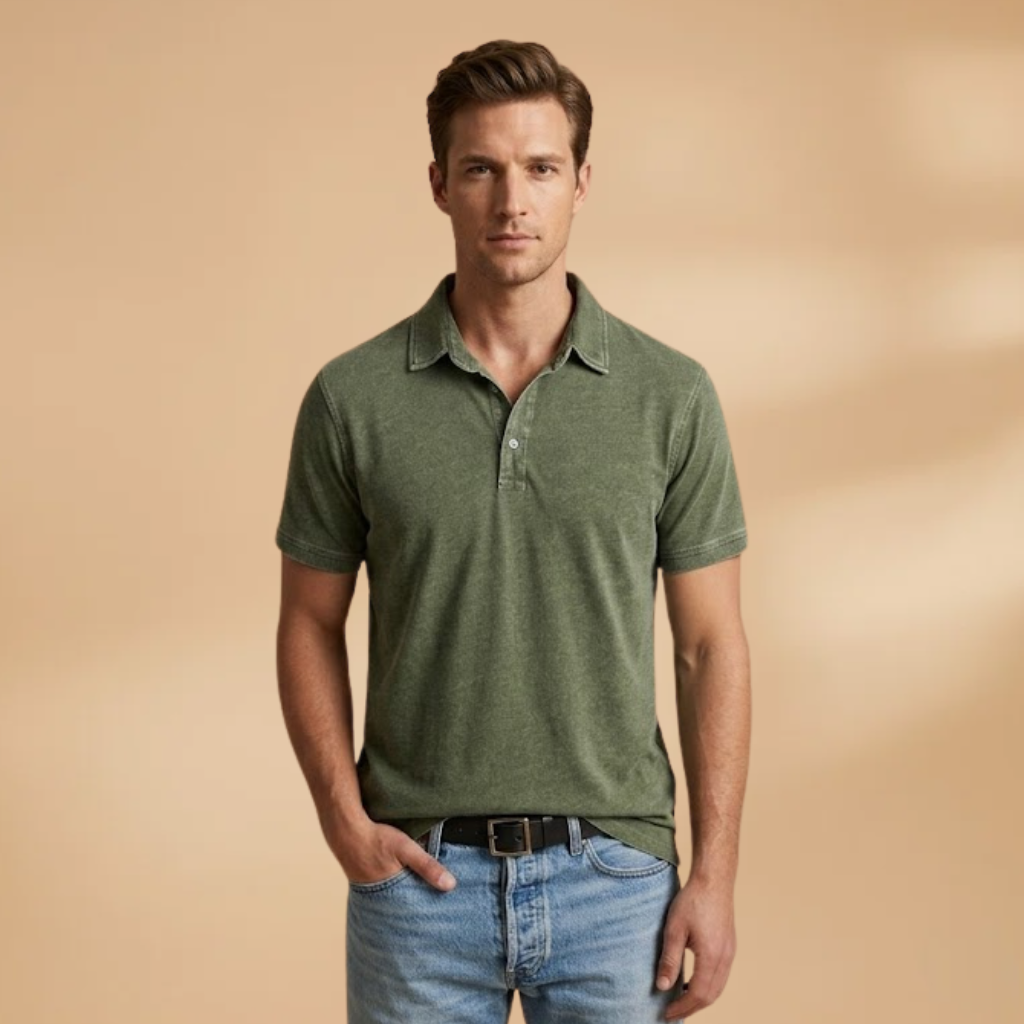 Men's Polo Shirt with Classic Collar and Relaxed Fit
