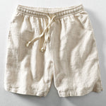 Linen and Rayon Blend Shirt & Linen Cotton Blend Drawstring Striped Shorts Set