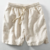 Linen and Rayon Blend Shirt & Linen Cotton Blend Drawstring Striped Shorts Set