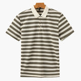 Horizontal Stripe Polo with Contrast Collar