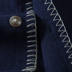 Contrast Stitching Linen Rayon Blend Cuban Shirt & Crinkle Textured Pants Set