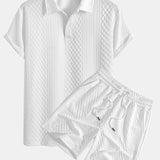 Geometric Diamond Jacquard Polo & Shorts Set