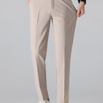 Contrast Trim Zipper Knit Polo & Slim Fit Tapered Trousers Set
