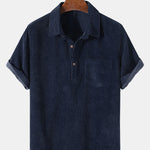 Corduroy Solid Short Sleeve Basic Shirts