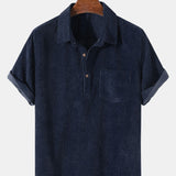 Corduroy Solid Short Sleeve Basic Shirts