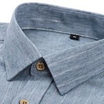 Long Sleeve Stripe Linen Button Up Shirt
