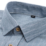 Long Sleeve Stripe Linen Button Up Shirt