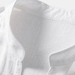 V Neck Linen Rayon Blend Shirt & Linen Blend Drawstring 7" Shorts Set