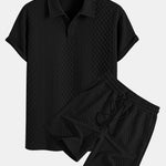 Geometric Diamond Jacquard Polo & Shorts Set