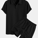 Geometric Diamond Jacquard Polo & Shorts Set