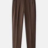 Stripe Johnny Collar Knit Polo & Slim Fit Tapered Trousers Set