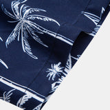 Palm Tree Island Print Shirt & Drawstring Swim Shorts Set