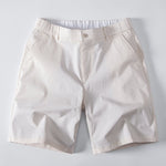 Contrast Trim Ribbed Johnny Collar Knit Polo & Chino Shorts Set