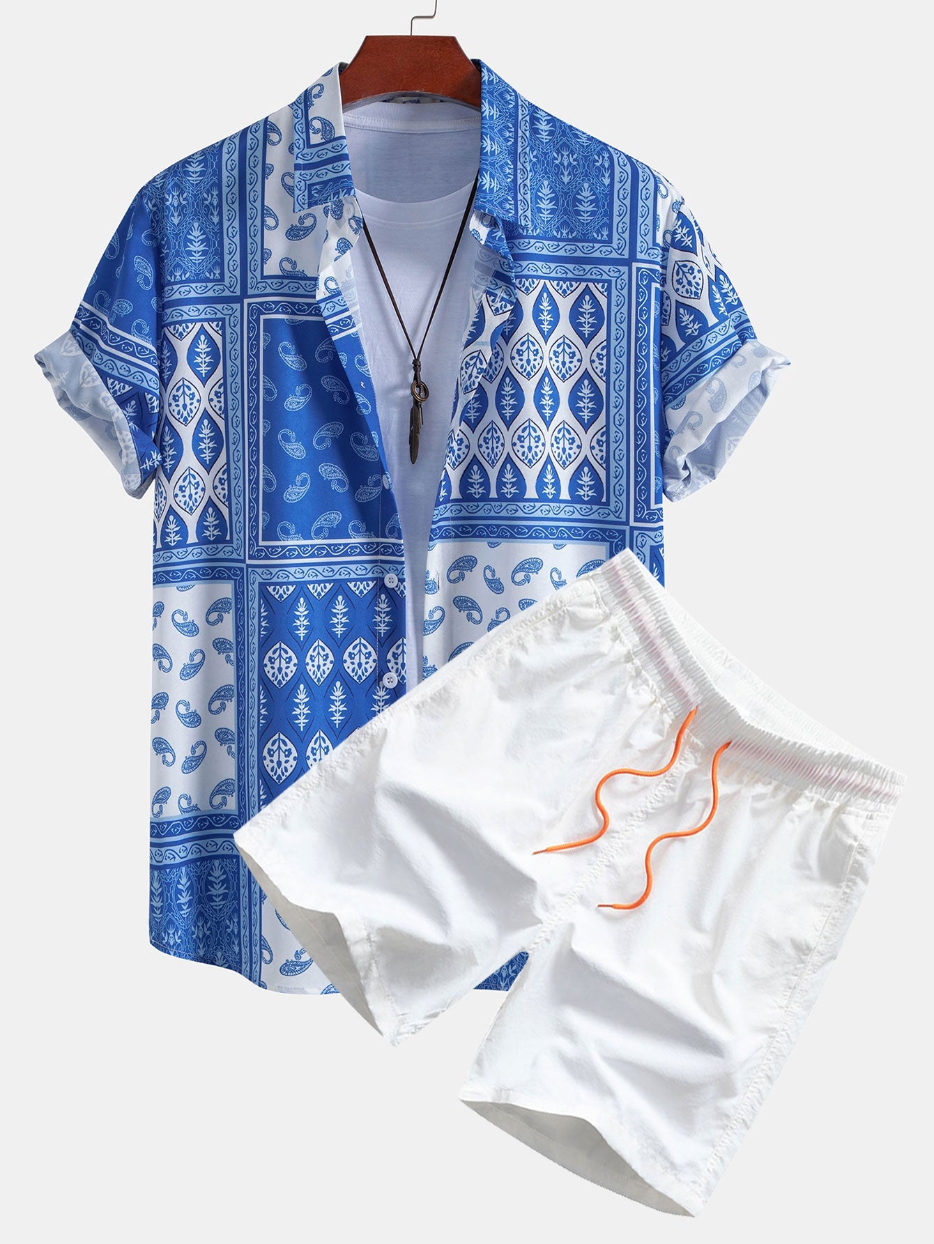 Paisley Border Shirt & Swim Shorts Set