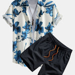 Ink Floral Print Shirt & Swim Shorts Set