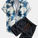 Ink Floral Print Shirt & Swim Shorts Set
