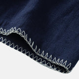 Contrast Stitching Linen Rayon Blend Cuban Shirt