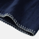 Contrast Stitching Linen Rayon Blend Cuban Shirt & Crinkle Textured Set