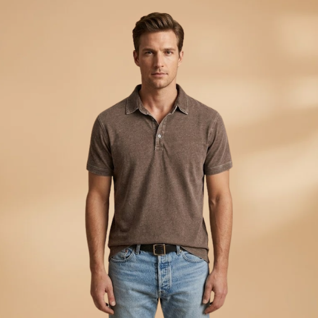 Men's Polo Shirt with Classic Collar and Relaxed Fit