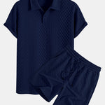 Geometric Diamond Jacquard Polo & Shorts Set