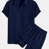 Geometric Diamond Jacquard Polo & Shorts Set