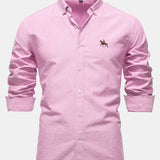 Cowboy Embroidery Cotton Oxford Button Up Shirt