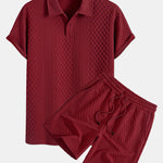 Geometric Diamond Jacquard Polo & Shorts Set