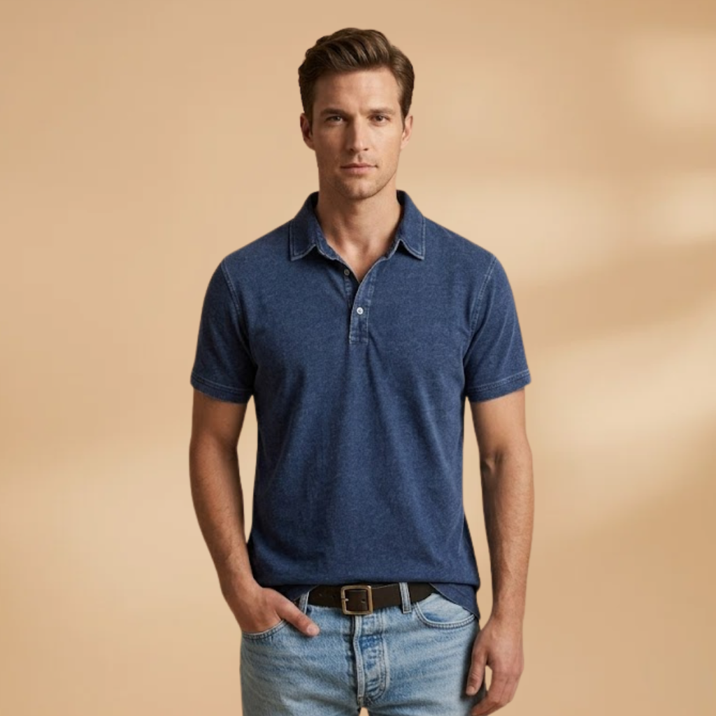 Men's Polo Shirt with Classic Collar and Relaxed Fit
