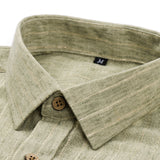 Long Sleeve Stripe Linen Button Up Shirt