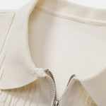 Twist Jacquard Knitted Zipper Polo Shirt & Tapered Trousers Set