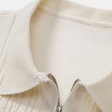 Twist Jacquard Knitted Zipper Polo Shirt & Tapered Trousers Set