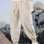 LINEN LOOSE POCKET TROUSERS FOR MEN