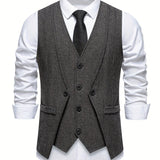 V NECK BUTTON VEST FOR MEN
