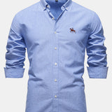 Cowboy Embroidery Cotton Oxford Button Up Shirt