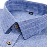 Long Sleeve Stripe Linen Button Up Shirt