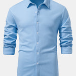 Long Sleeve Muscle Fit Ribbed Button Up Shirt