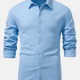 3 Pieces Long Sleeve Muscle Fit Ribbed Button Up Shirt